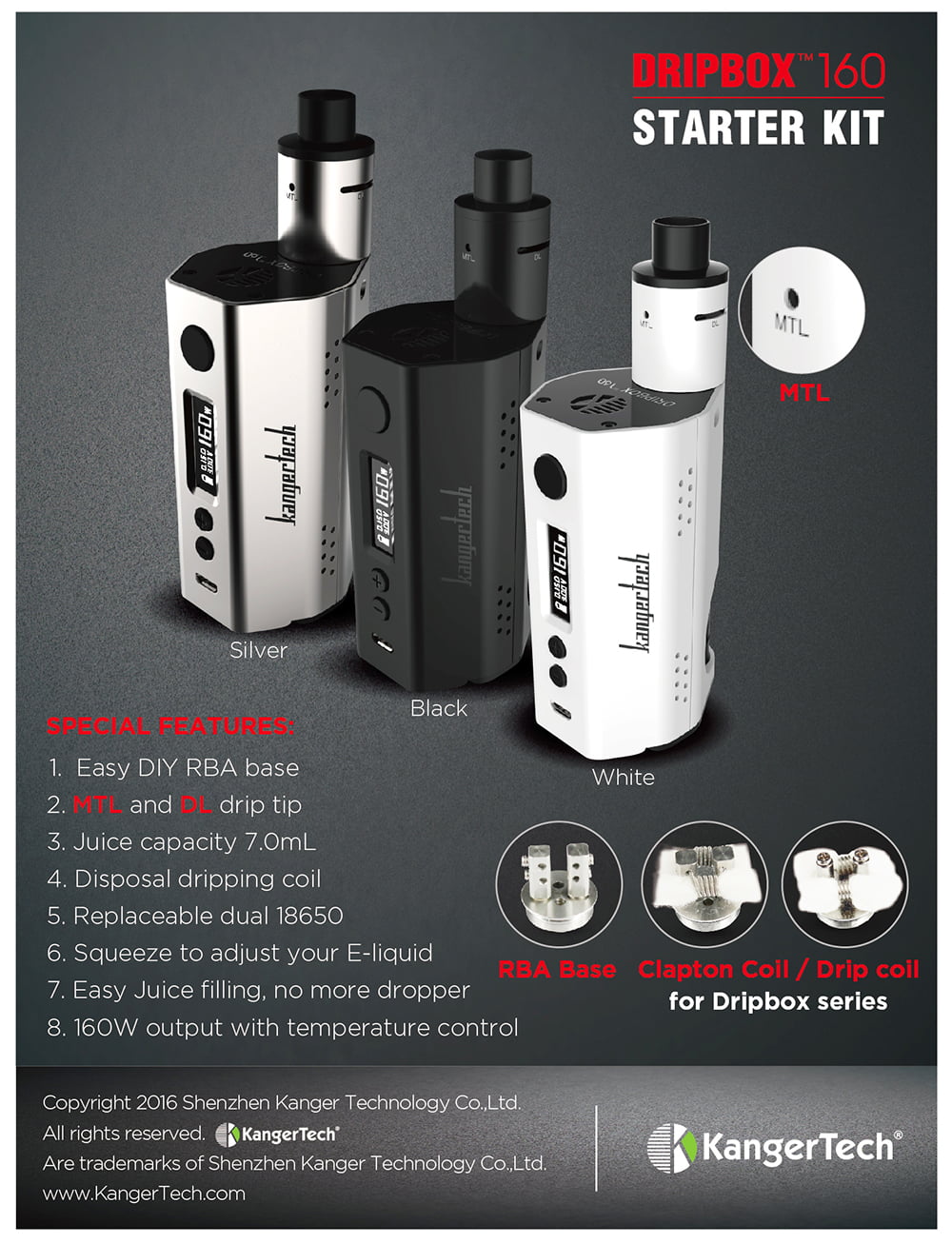 Kit Completo-KANGERTECH-DRIPBOX 160W Starter kit